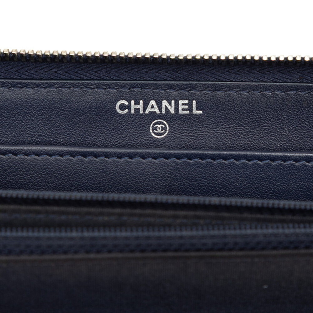 CHANEL Authentic Blue Leather Logo Wallet - Picture 5 of 7